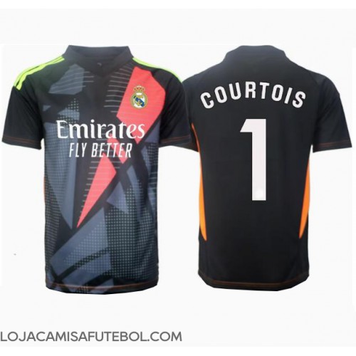 Camisa de Futebol Real Madrid Thibaut Courtois #1 Goleiro Equipamento Secundário 2024-25 Manga Curta